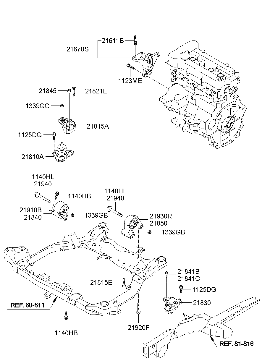 Montaje del transeje del motor