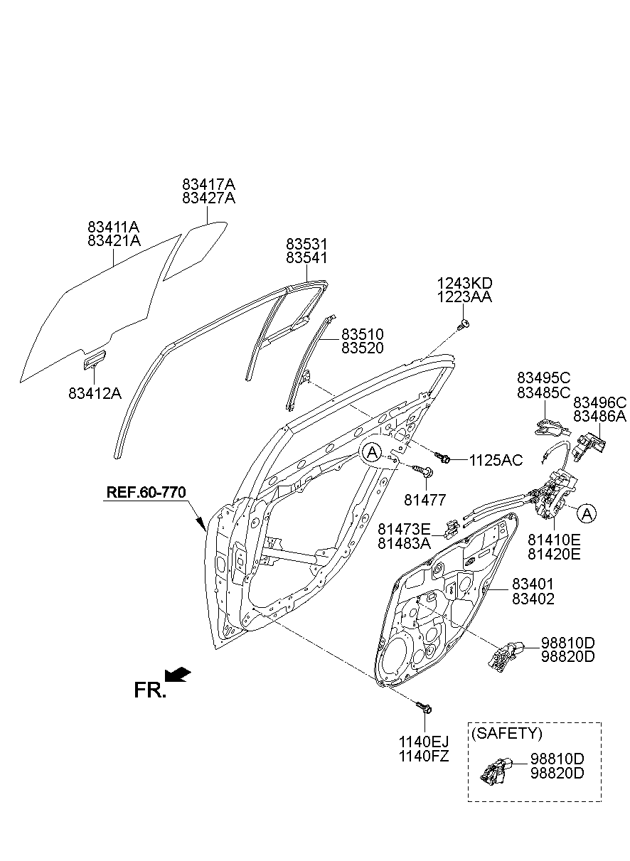 Rear Door Window Regulator & Glass