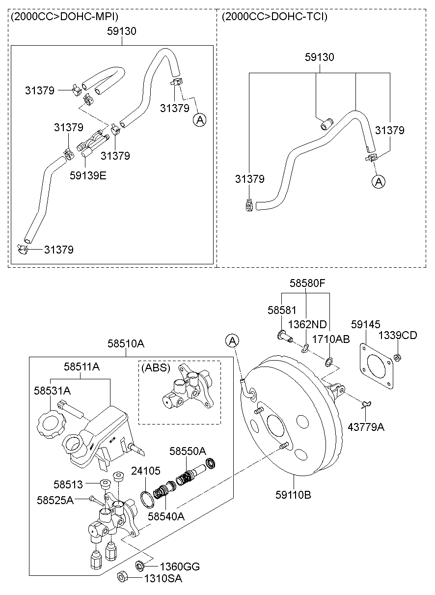 Brake Master Cylinder, Booster