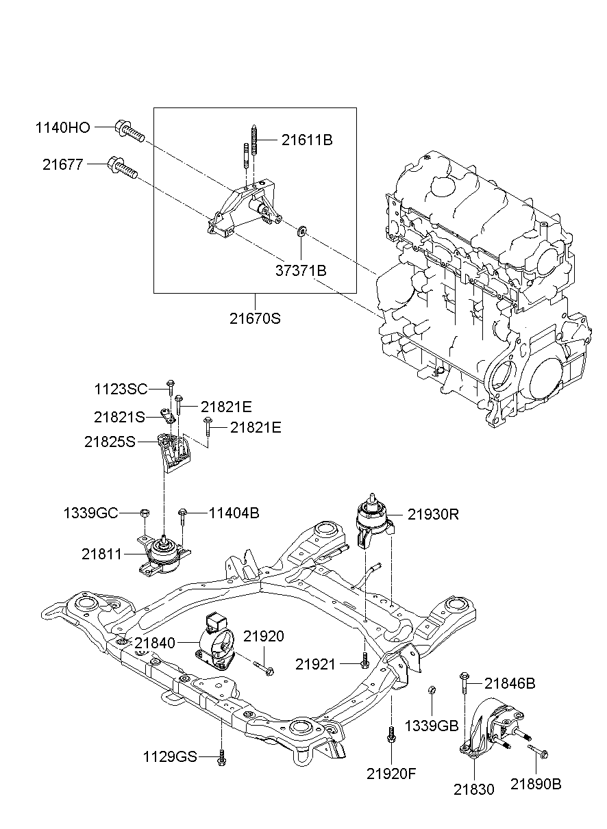 Montaje del transeje del motor