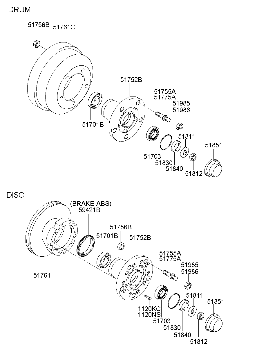 Front Axle Hub Drum