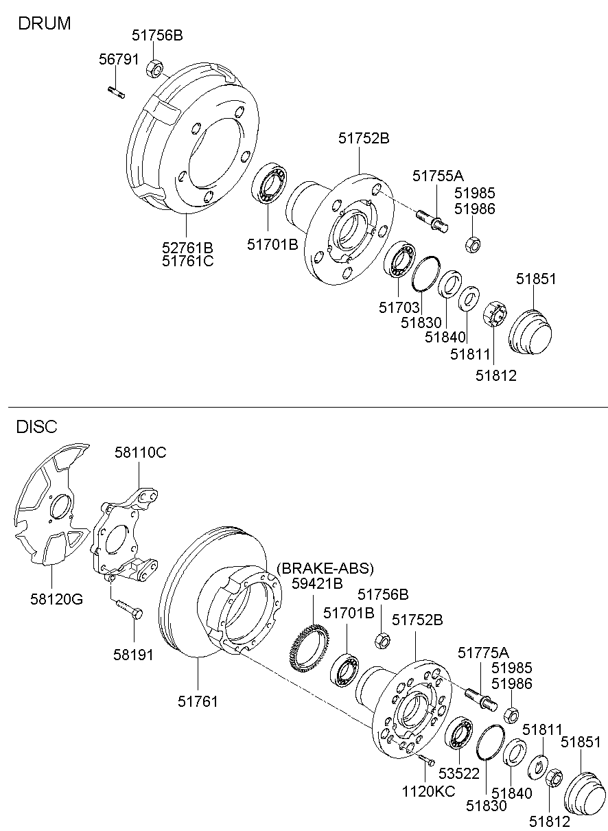 Front Axle Hub Drum