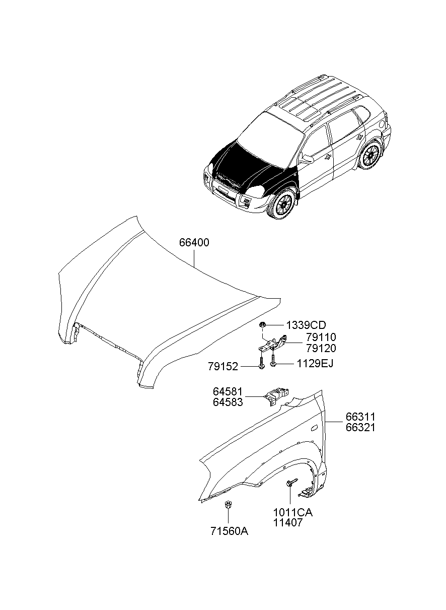 79120-2E000 Hinge Assy-Hood,Rh Hyundai | YoshiParts