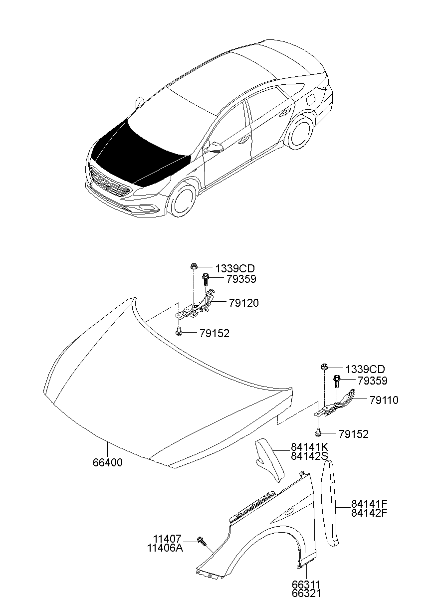 79120-C1000 Hinge Assy-Hood,Rh Hyundai | YoshiParts