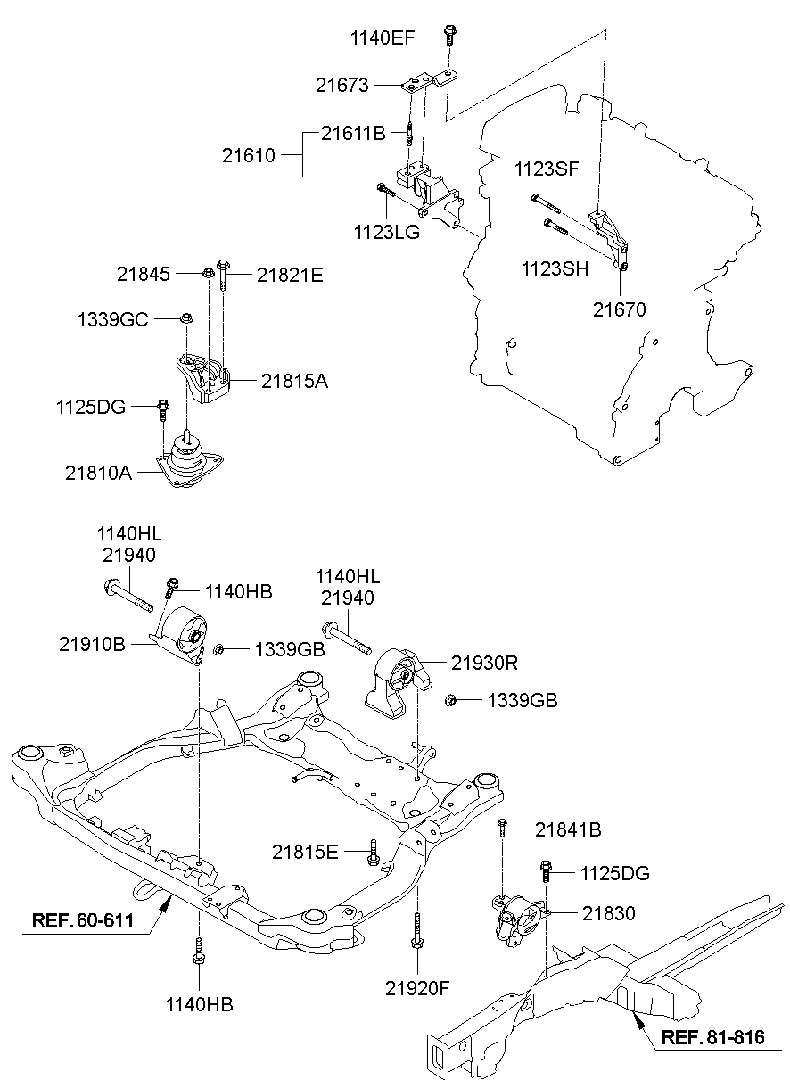 Montaje del transeje del motor