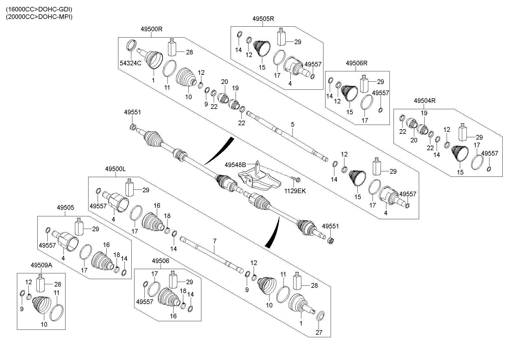 49542F2105 Boot KitFr Axle Diff Side Hyundai YoshiParts