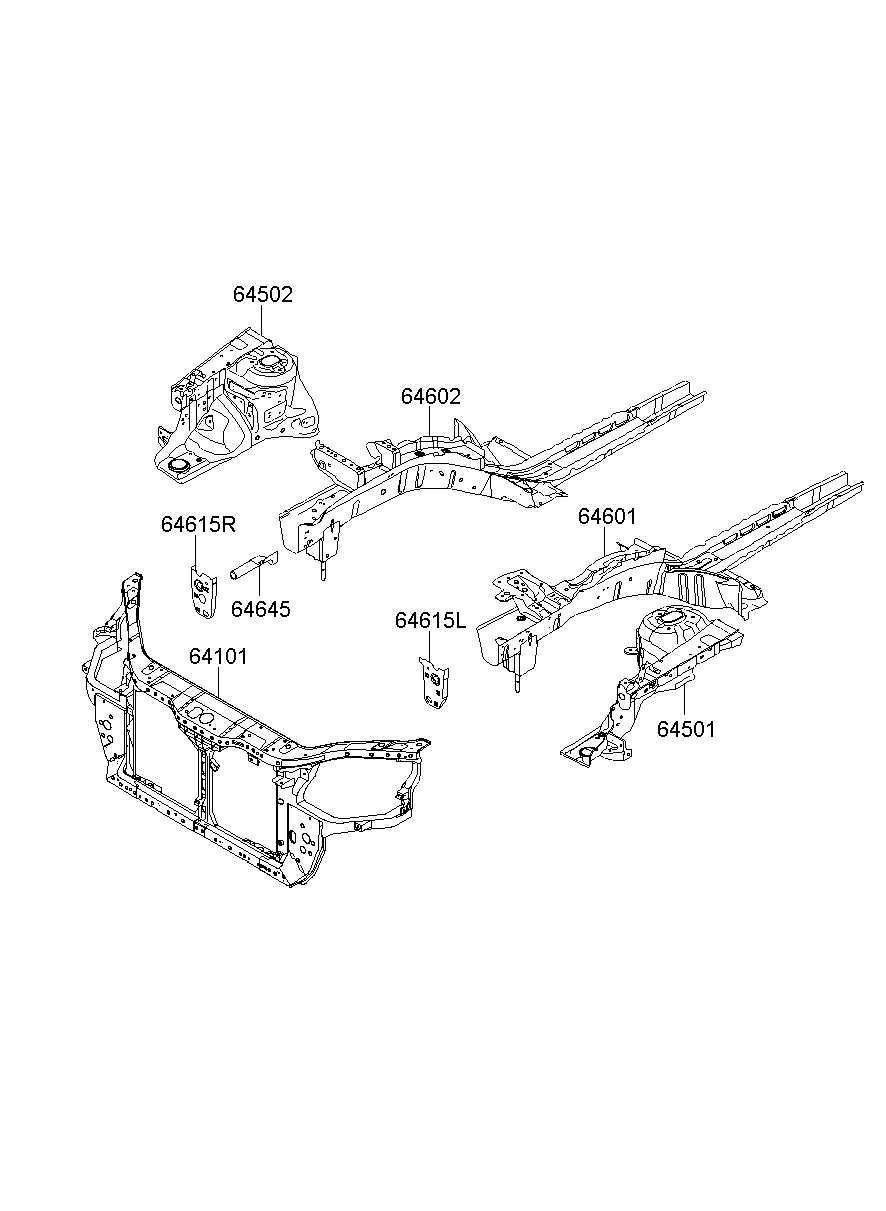 Panel de soporte del radiador del delantal del guardabarros