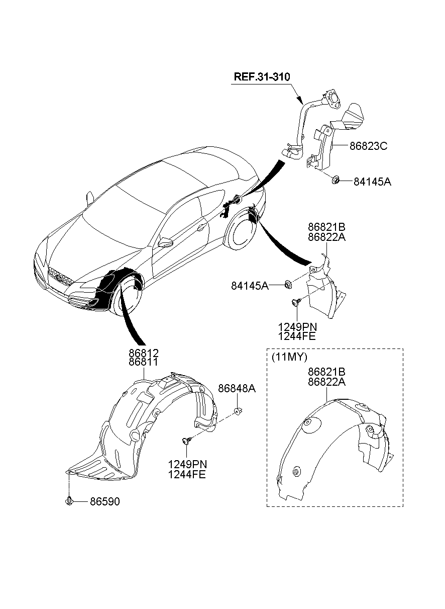 86811-2M000 Guard Assy-Front Wheel,Lh Hyundai | YoshiParts