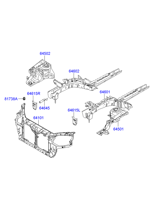 Panel de soporte del radiador del delantal del guardabarros