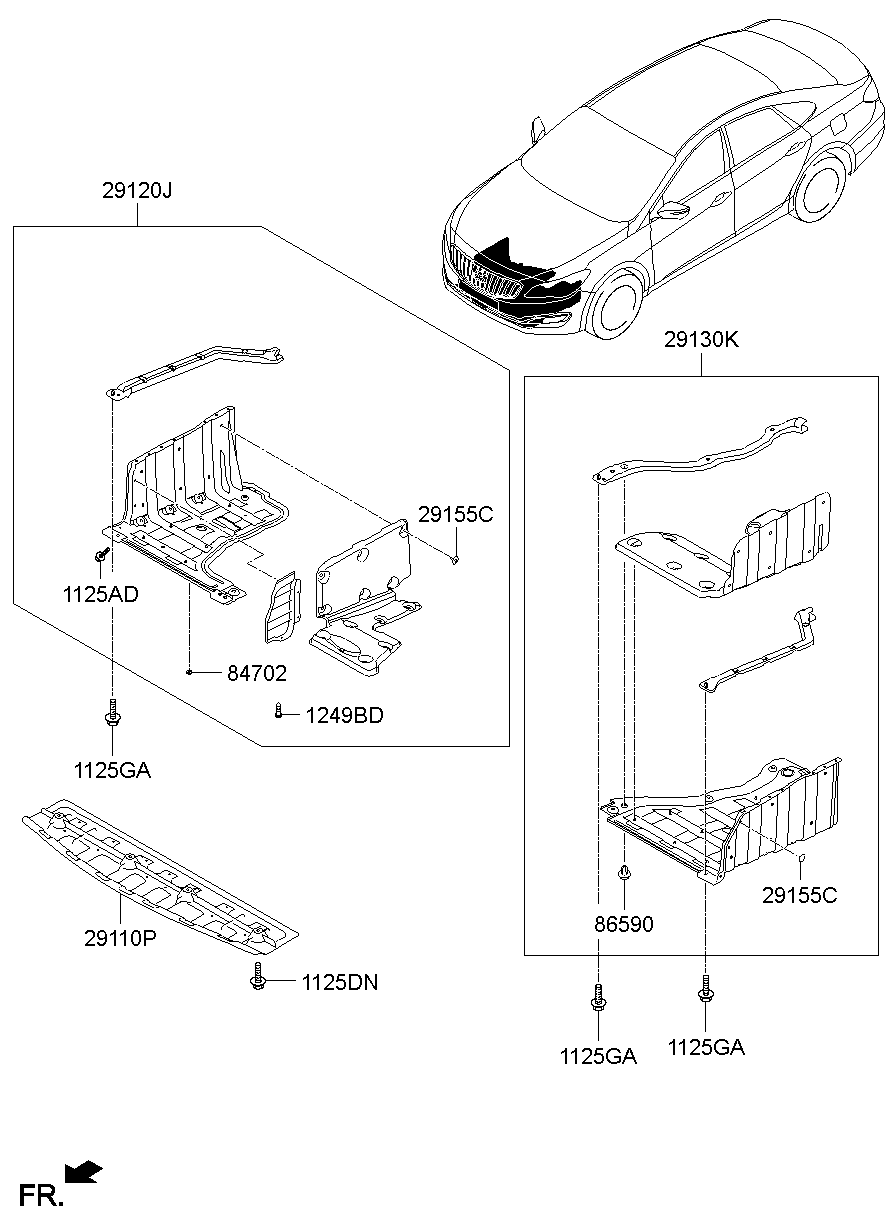 29110-F5000 Panel Assy-Under Cover,Frt Hyundai | YoshiParts