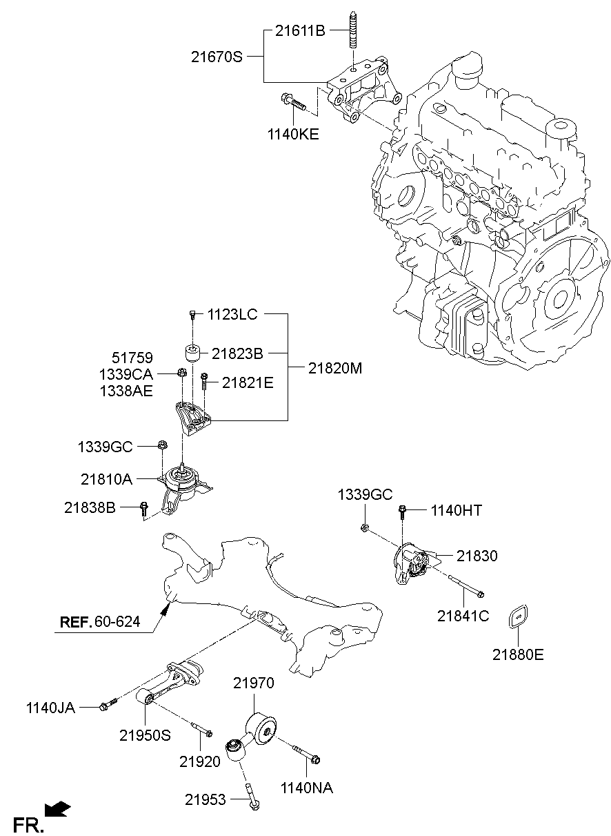 Montaje del transeje del motor