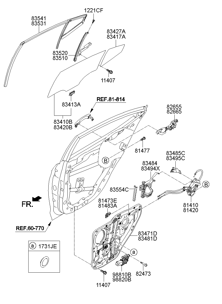 Rear Door Window Regulator & Glass