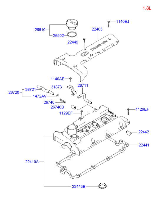 22410-26635 Cover Assy-Rocker Hyundai | YoshiParts