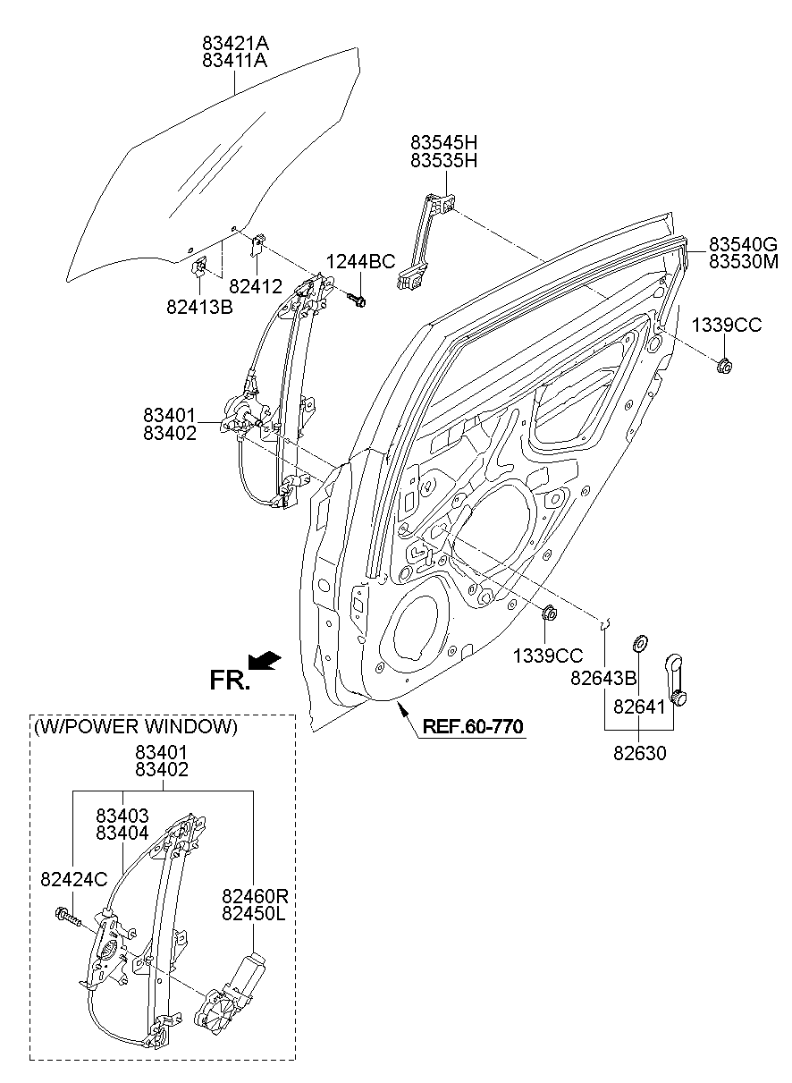 Rear Door Window Regulator & Glass