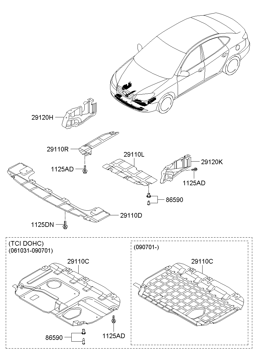 H Panel Under Cover Rh Hyundai Yoshiparts