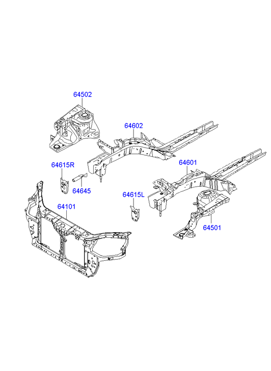 Panel de soporte del radiador del delantal del guardabarros