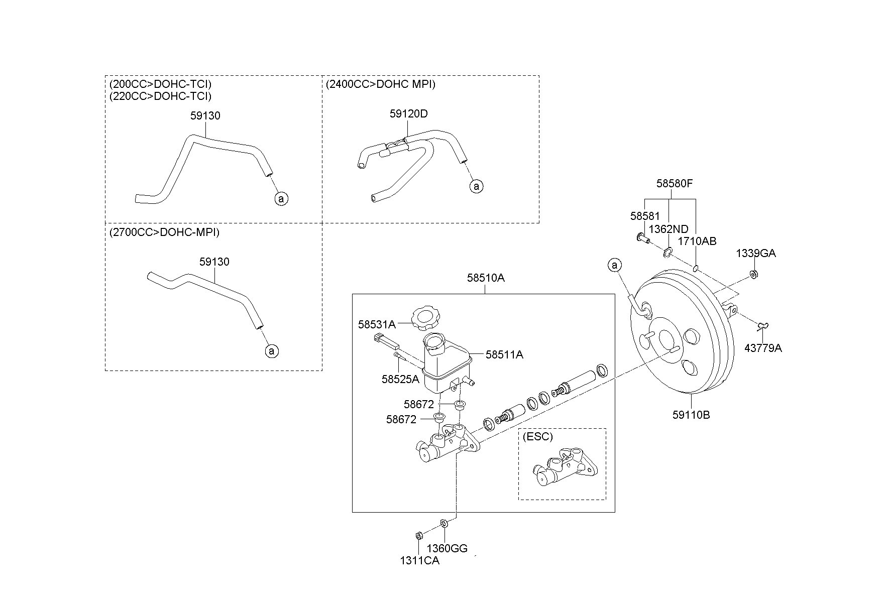 Brake Master Cylinder, Booster