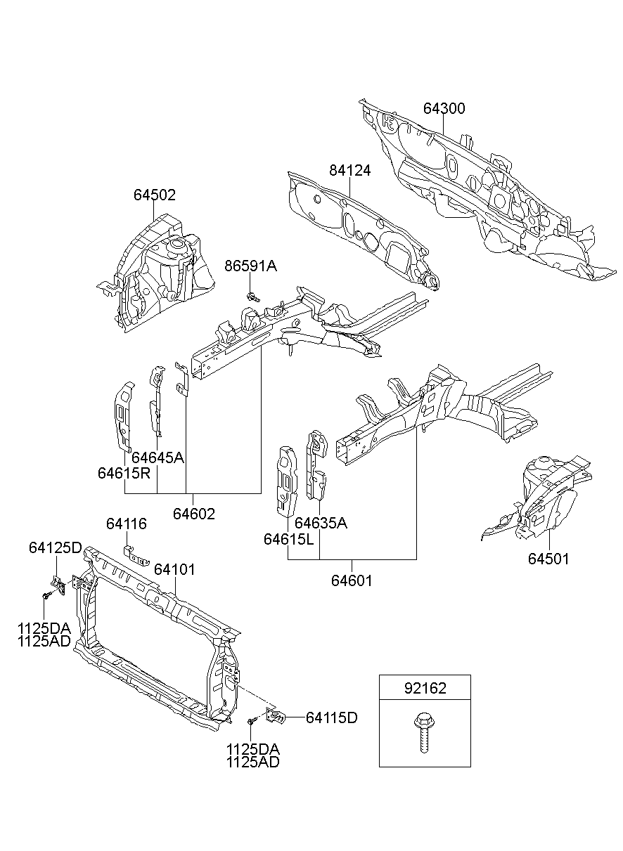 Fender Apron Radiator Support Panel