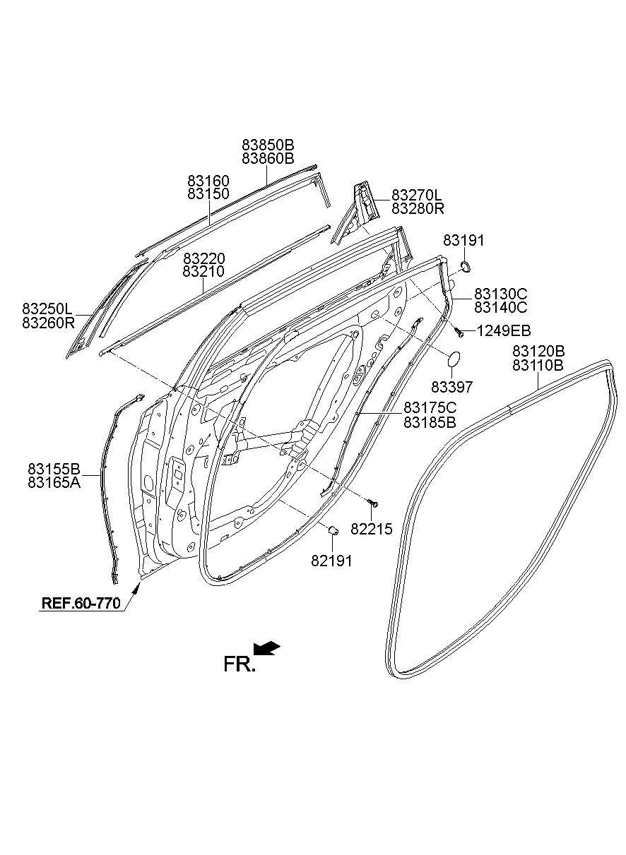 83850-B1600 Moulding Assy-Rr Dr Frame,Lh Hyundai | YoshiParts
