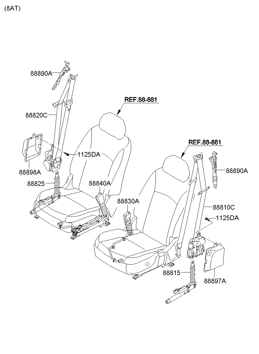 88841-3N500HZ Seat Belt Pretensioner,Rh Hyundai | YoshiParts