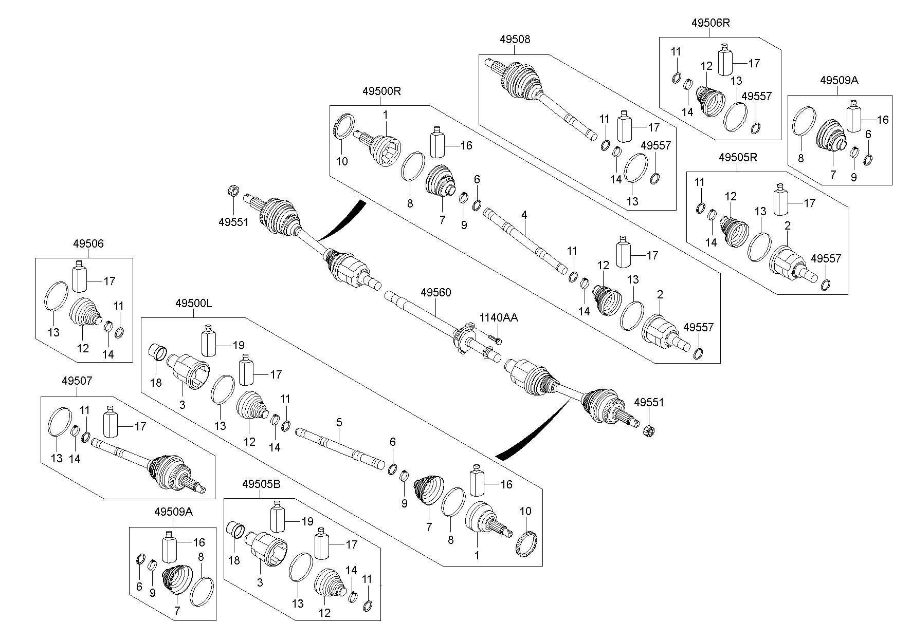 49542D2101 Boot KitFr Axle Diff Side,Rh Hyundai YoshiParts