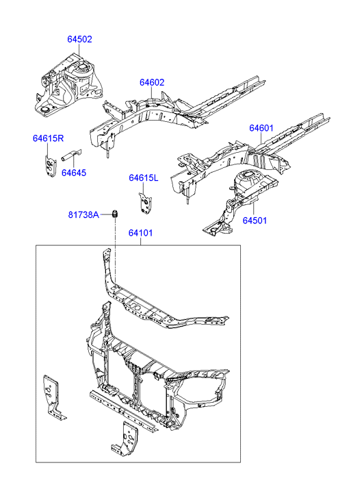 Delantal del guardabarros y panel del radiador