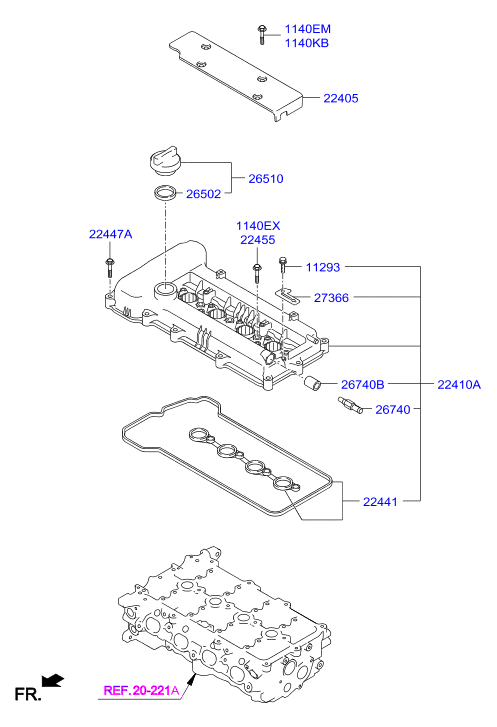 22410-2B110 Cover Assy-Rocker Hyundai | YoshiParts