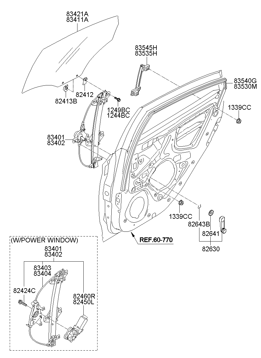 Rear Door Window Regulator & Glass