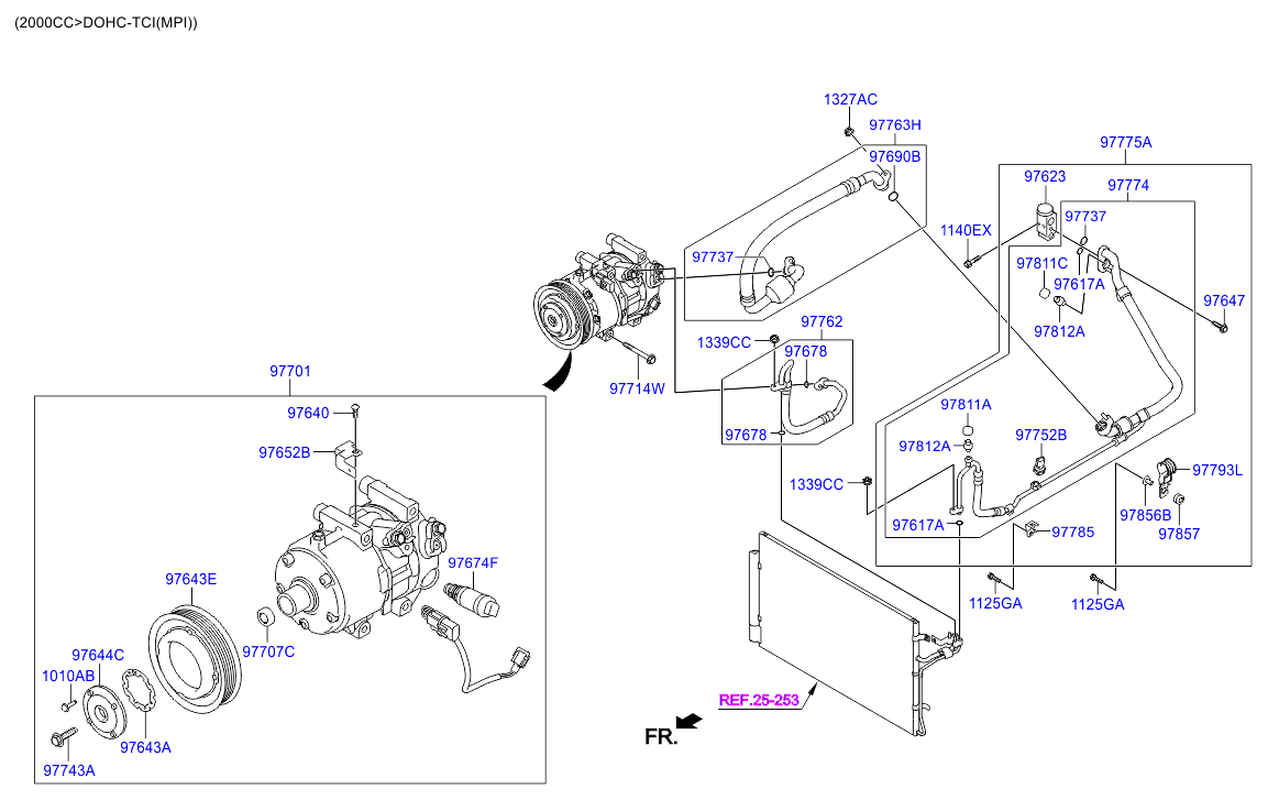 Línea de refrigeración del sistema de aire acondicionado