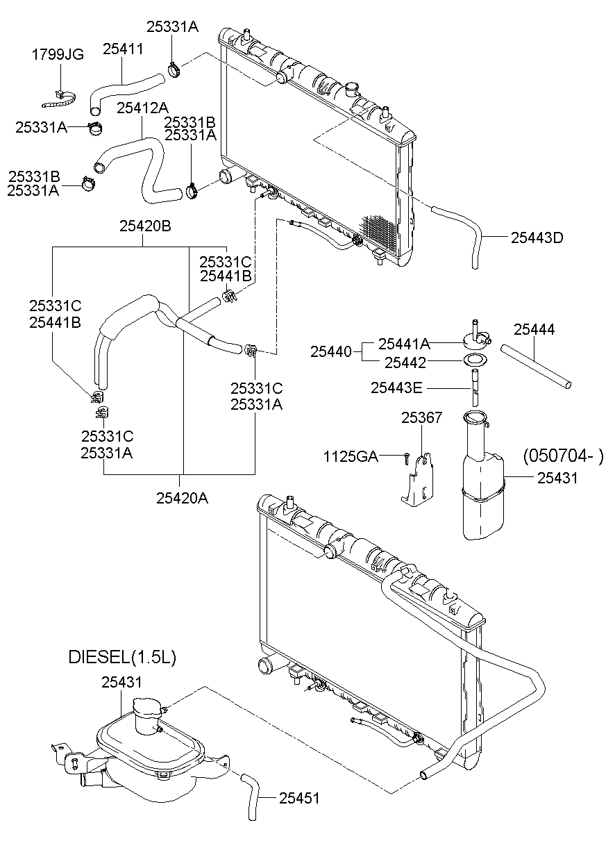 25411-2D000 Hose-Radiator,Upper Hyundai | YoshiParts