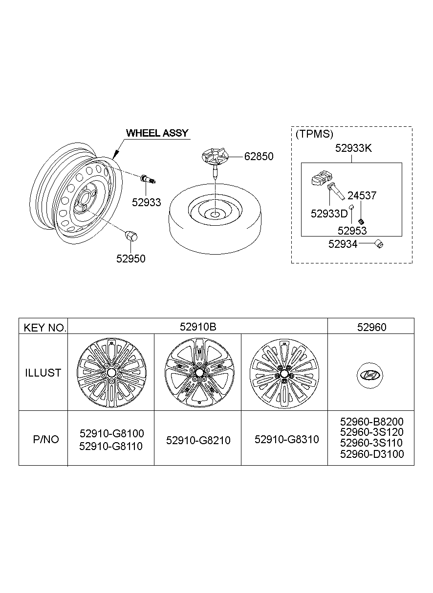 52960B8200 Cap AssyWheel Hub Hyundai YoshiParts