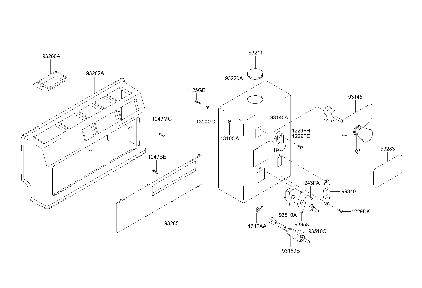 Caja de relés eléctrica y trasera