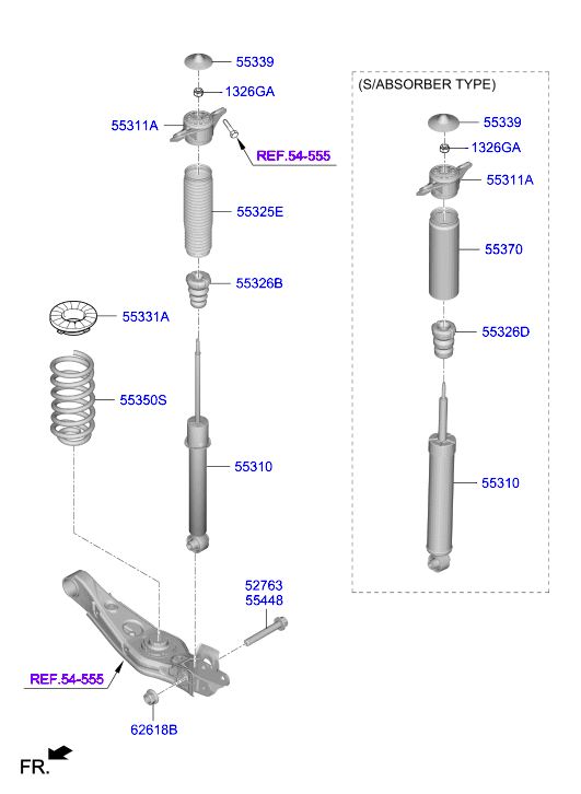 55367 55367-S1200 Shock Absorber Assy-Rear Hyundai | YoshiParts