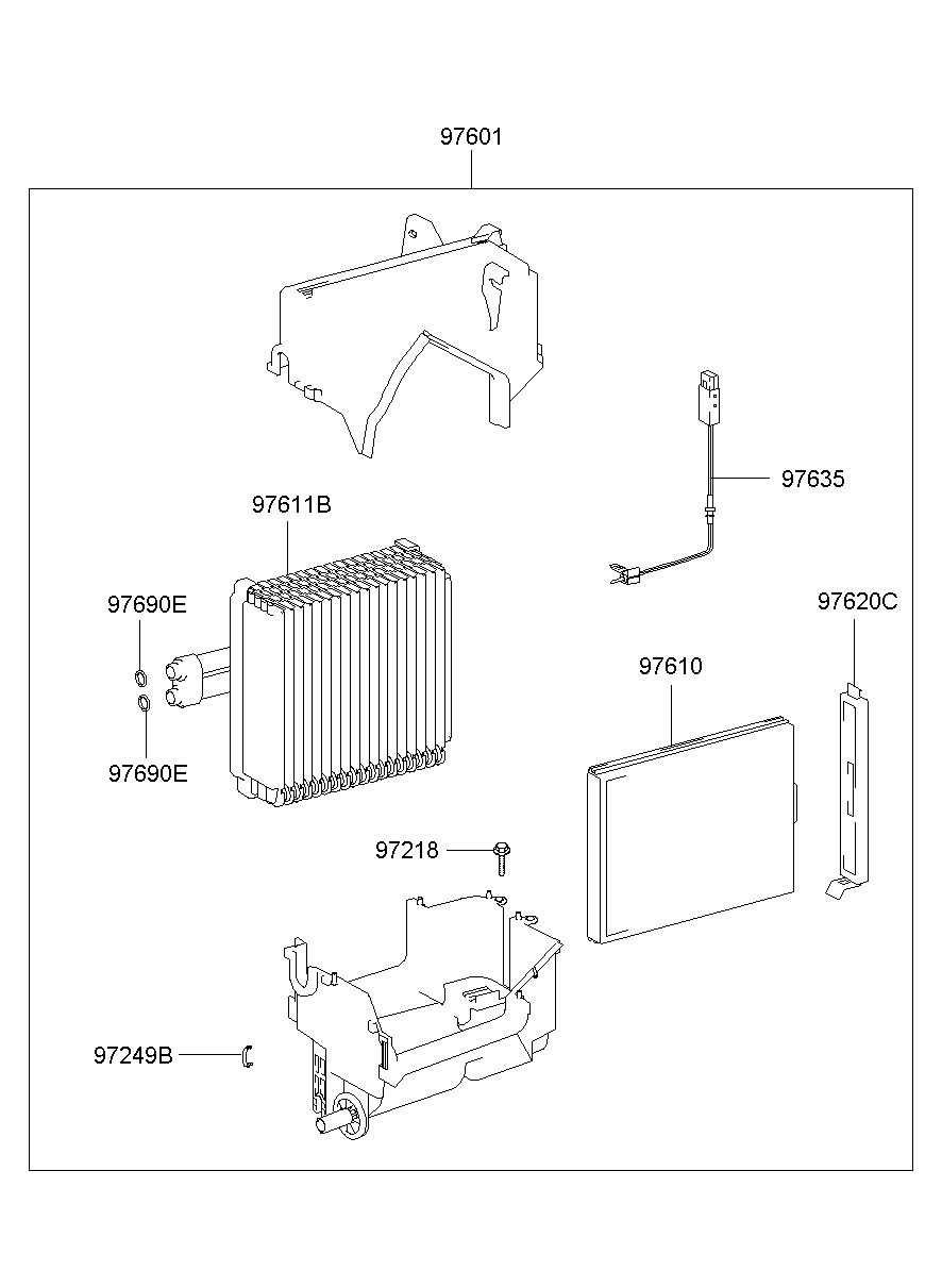 Evaporador del sistema de aire acondicionado