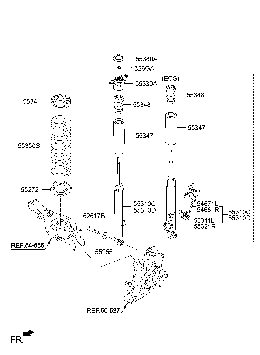 55320-B1950 Shock Absorber Assy-Rear,Rh Hyundai | YoshiParts