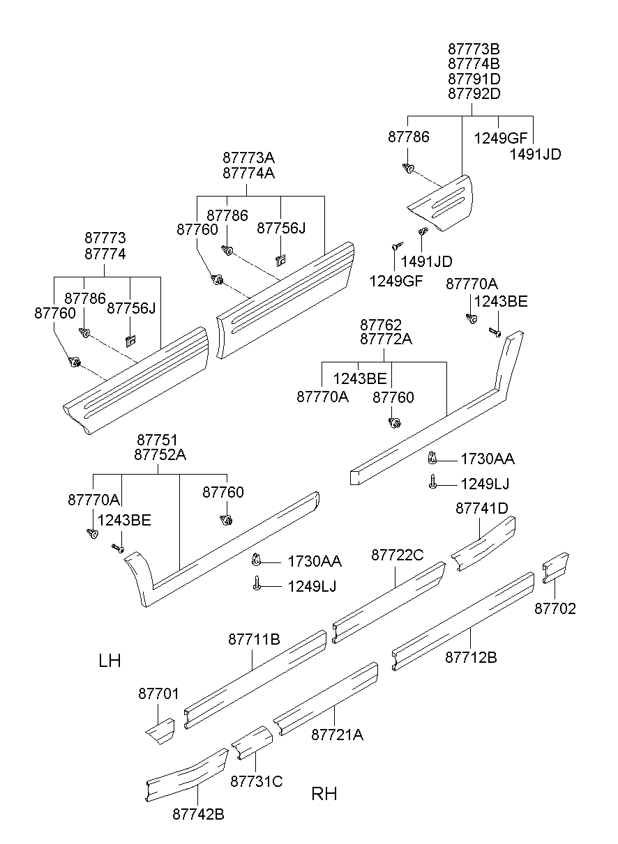 877564A000 ClipSide Sill Moulding Mtg Hyundai YoshiParts