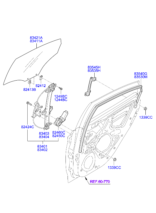 Rear Door Window Regulator & Glass