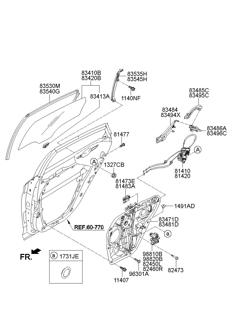 Rear Door Window Regulator & Glass
