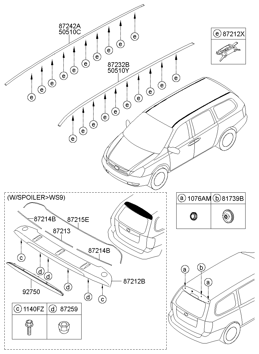 872104D000 Moulding AssyRoof,Lh Kia YoshiParts