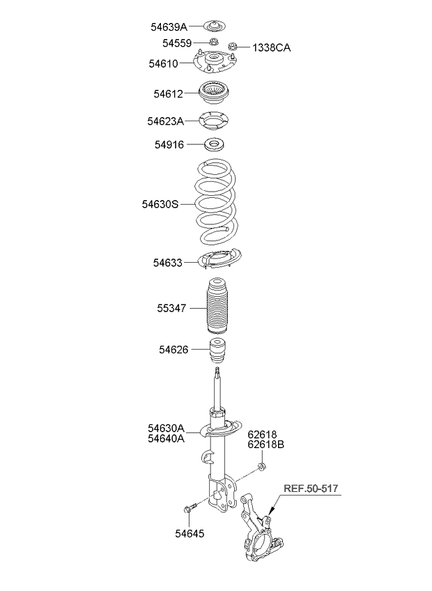 54650-1U200 Shock Absorber Assy-Front,Lh Kia | YoshiParts