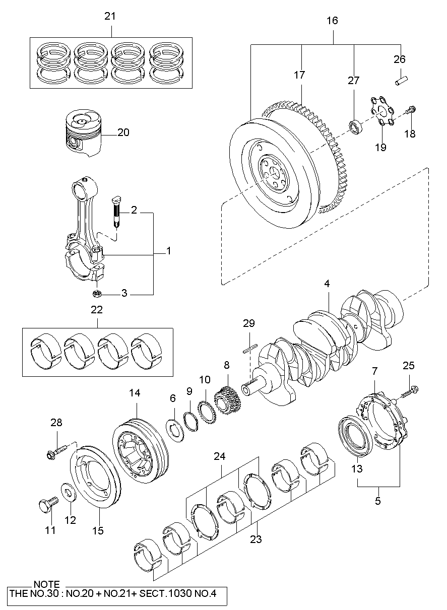 Piston, Crankshaft & Flywheel