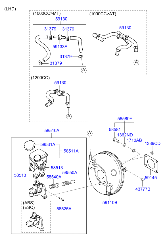 Brake Master Cylinder, Booster