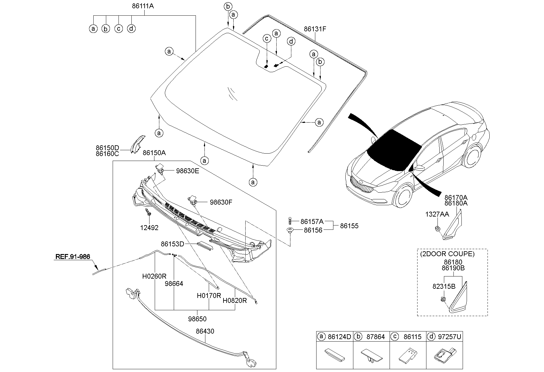 86130A7000 MouldingWindshield Glass Kia YoshiParts