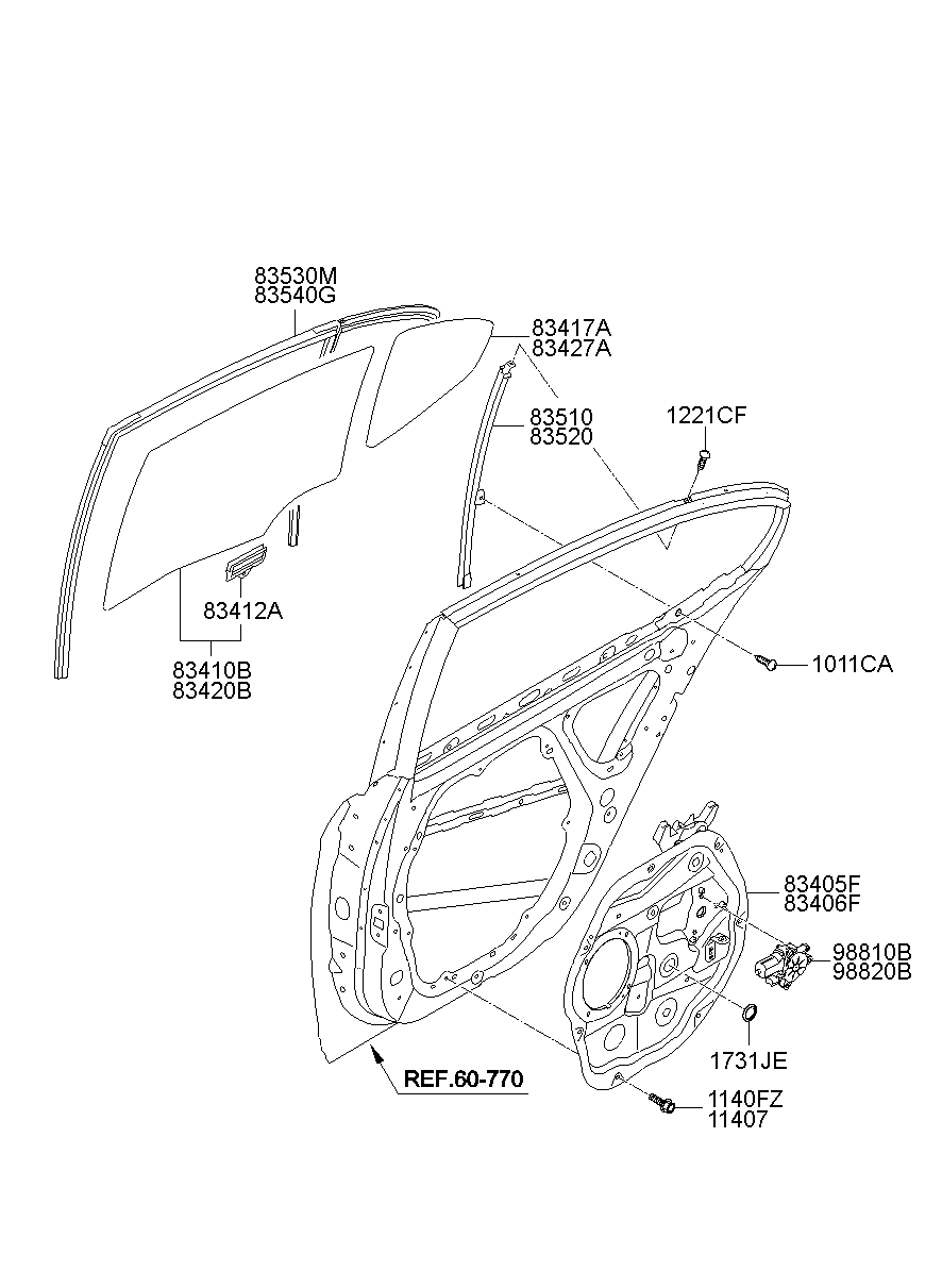 Rear Door Window Reg Glass