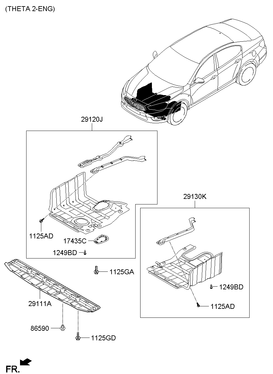29110-3R500 Panel-Under Cover Front Kia | YoshiParts