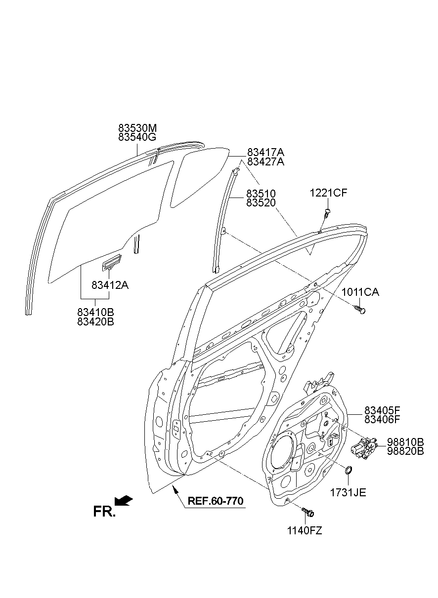 Rear Door Window Regulator & Glass