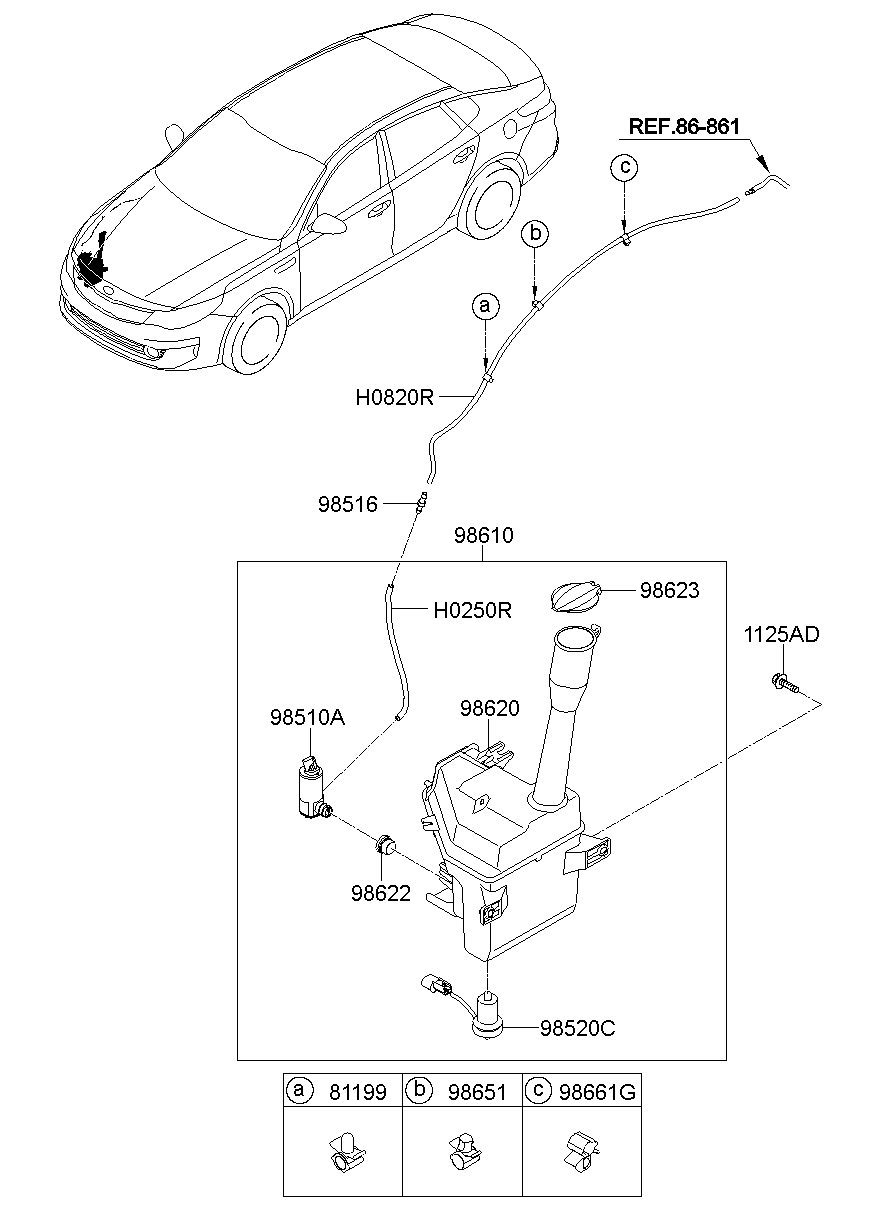 98516-A9000 Connector-Windshield Washer Kia | YoshiParts
