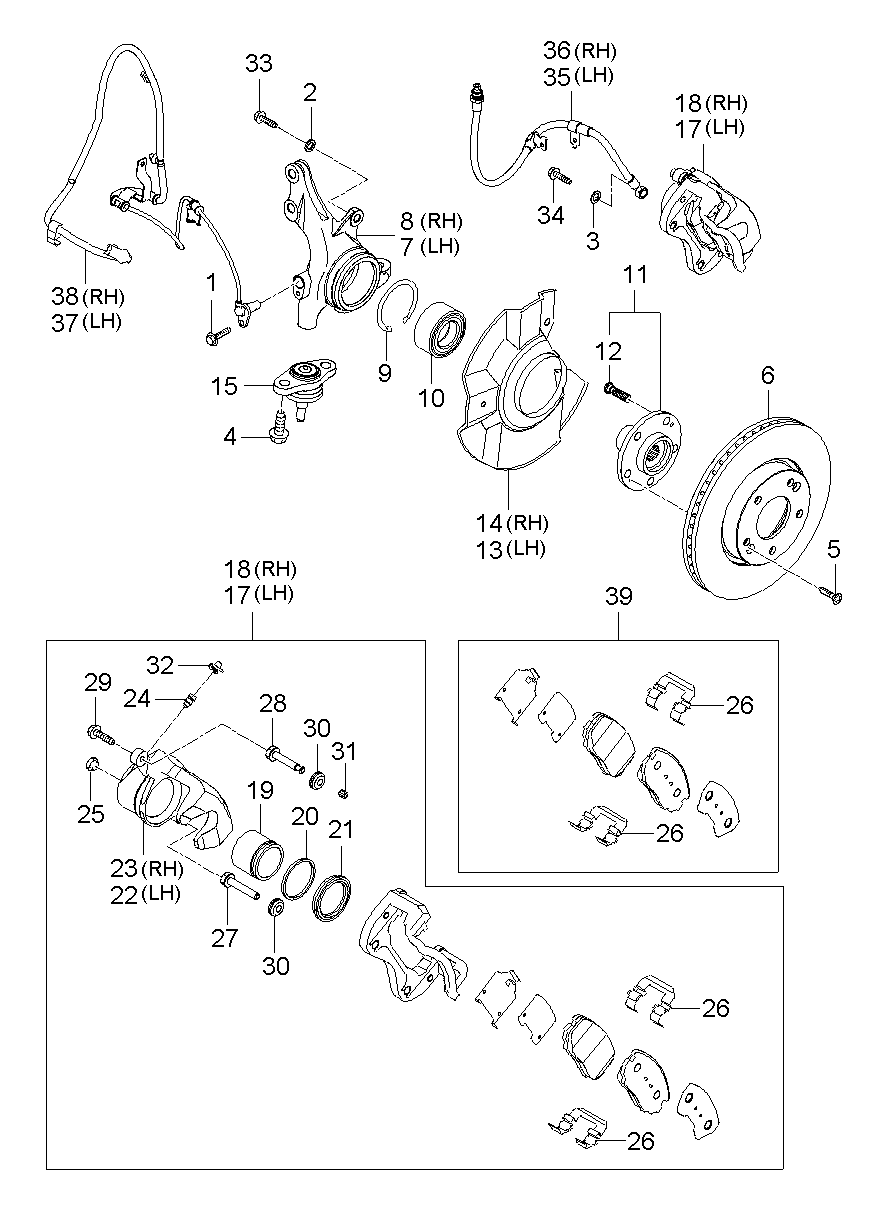 Front Axle Hub & Wheel Brake