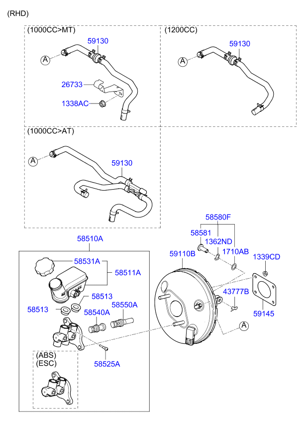 Brake Master Cylinder, Booster