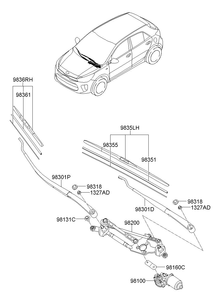 98350-1R000 Blade Assy-Wiper,Driver Kia | YoshiParts